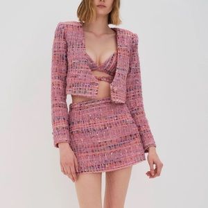 For Love & Lemons Dionne Blazer Skirt Bra Top Set NWT